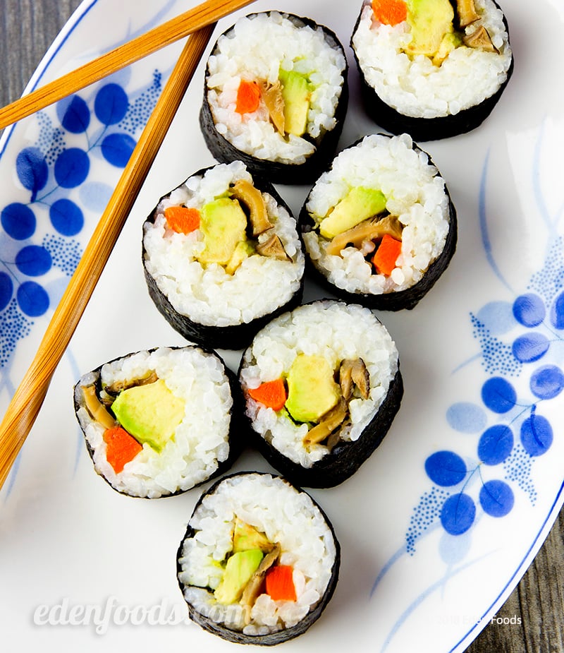 Carrot Avocado Shiitake Maki Roll Carrot Avocado Shiitake Maki Roll