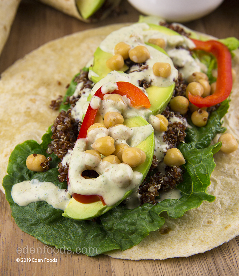 Quinoa Avocado Wrap with Tahini Caesar Dressing Quinoa Avocado Wrap with Tahini Caesar Dressing