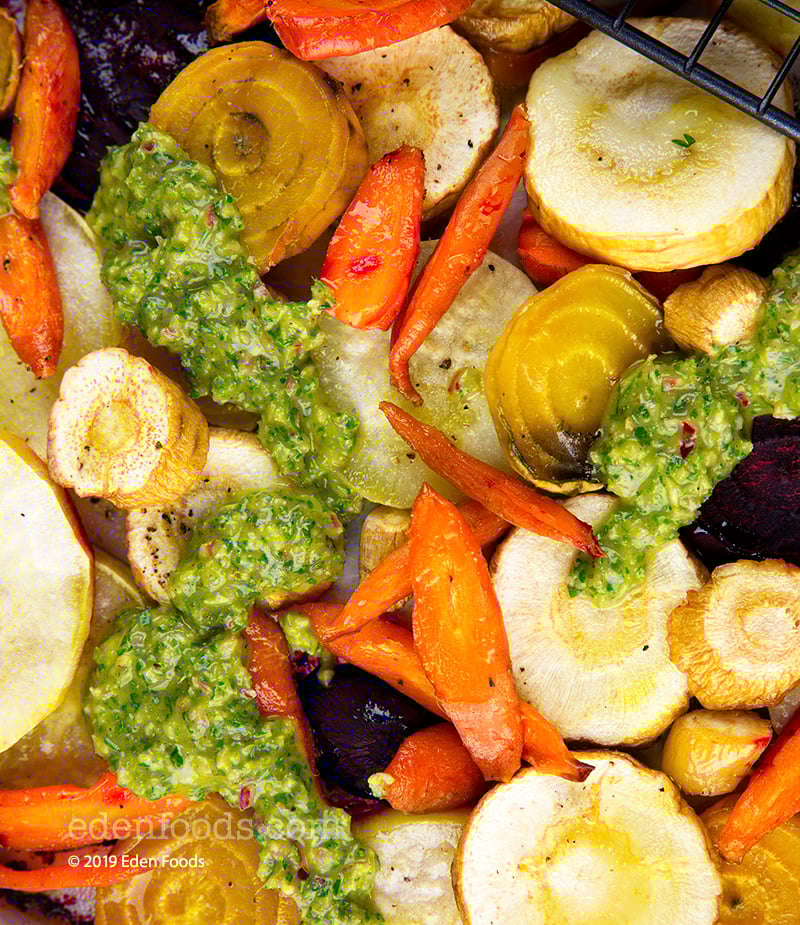 Roasted Root Vegetables with Chimichurri Sauce Roasted Root Vegetables with Chimichurri Sauce