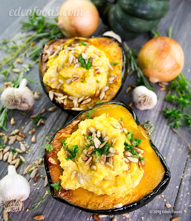 Baked Acorn Squash with Polenta Baked Acorn Squash with Polenta
