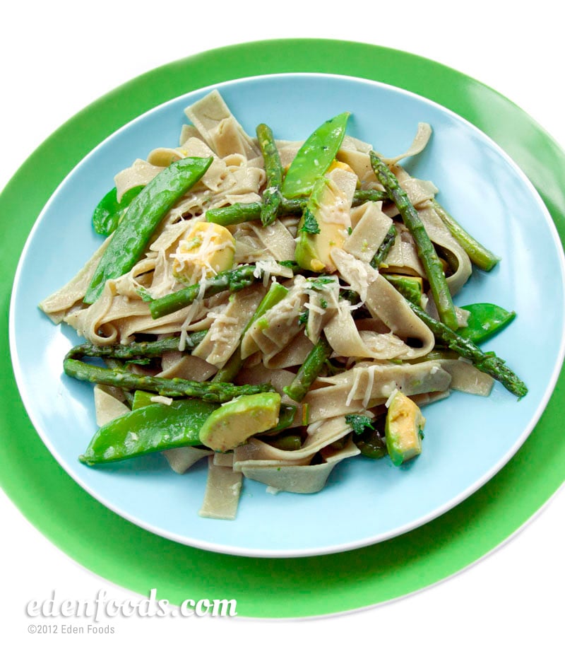 Artichoke Ribbon Pasta with Asparagus, Snap Peas and Avocado Artichoke Ribbon Pasta with Asparagus, Snap Peas and Avocado