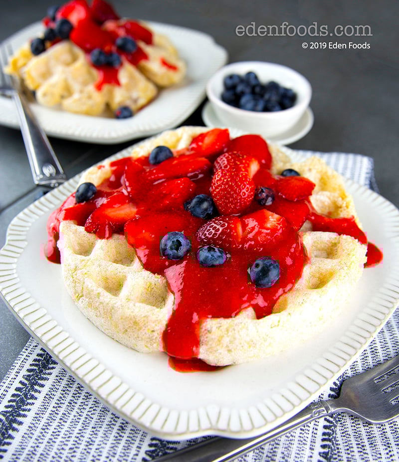 Mochi Waffle with Strawberry Syrup Mochi Waffle with Strawberry Syrup